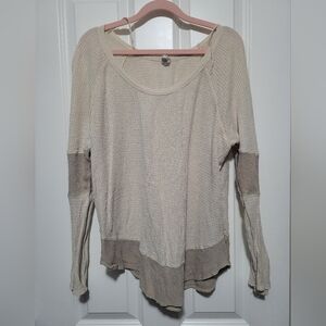 We The Free Cream Waffle Knit Top